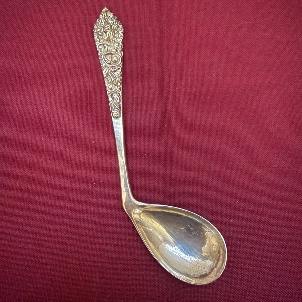 Antique 800 Fine Silver Spoon Bent Handle Floral Repousse Baby Stamped Rare 31g